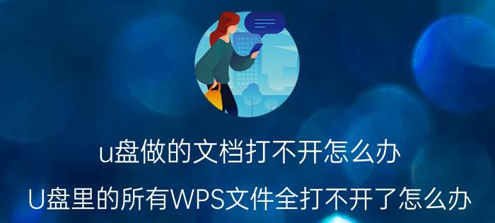 u盘做的文档打不开怎么办 U盘里的所有WPS文件全打不开了怎么办？